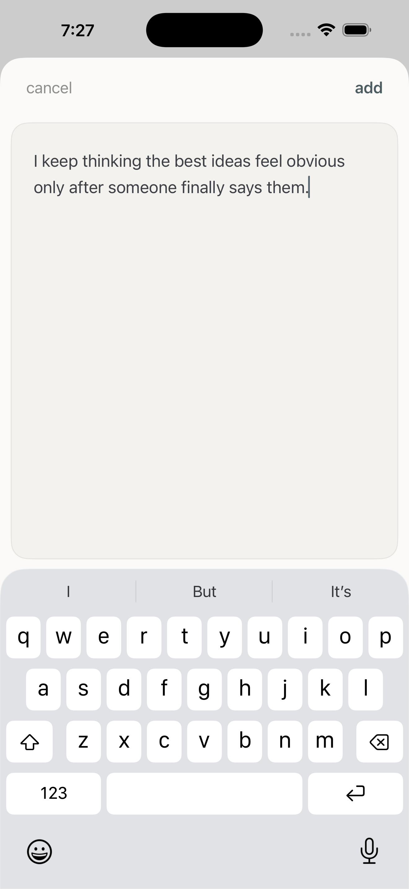 Thread to Self showing the private message writing screen